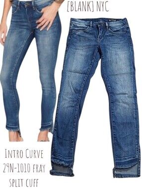 Blank NYC Women's Intro Curve Hem Skinny Jeans 29N-1010 fray split cuff denim 25
